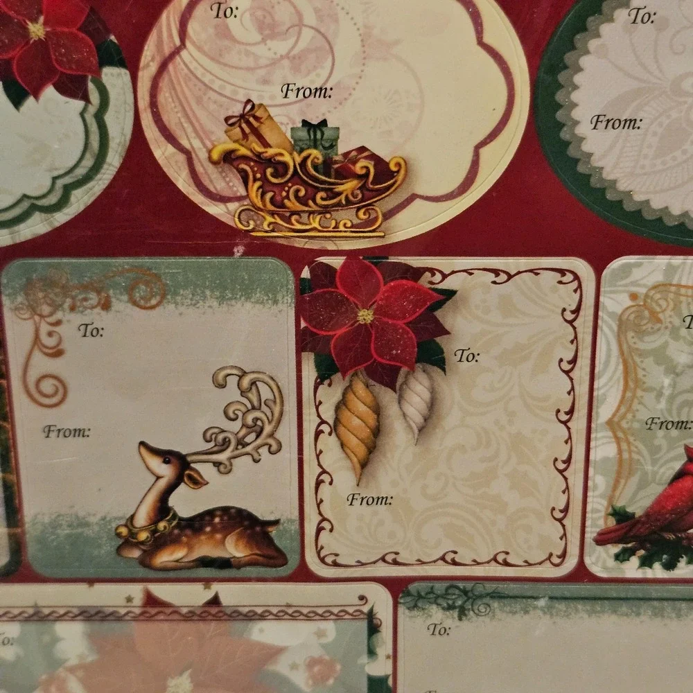 Vintage Lot 40 Self Adhesive Holiday Christmas Gift Tags stickers Sealed